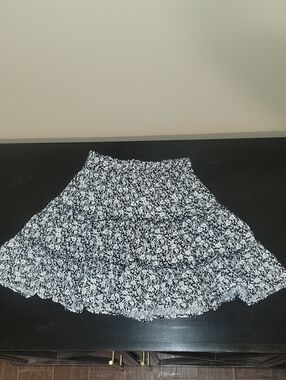 Cynthia Rowley Black & White Floral Skater Skirt